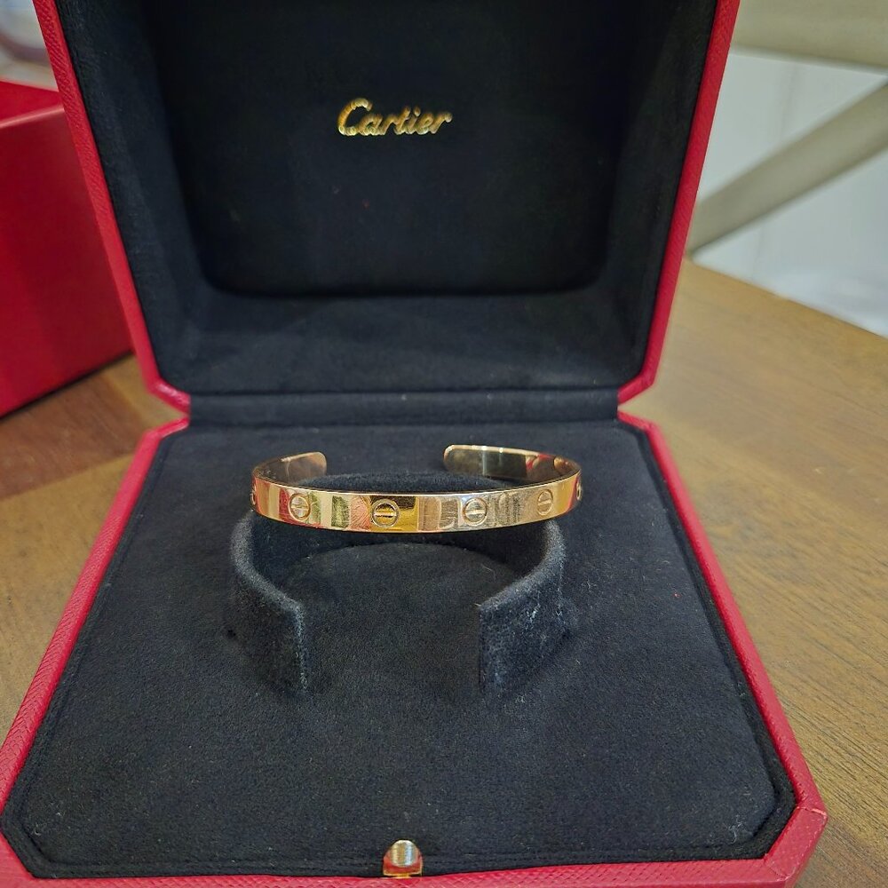 Cartier Love Cuff Bracelet Rose Gold Sz 18